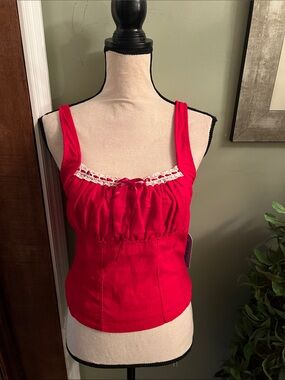 Velvet Moon Bright Red Smocked Tank